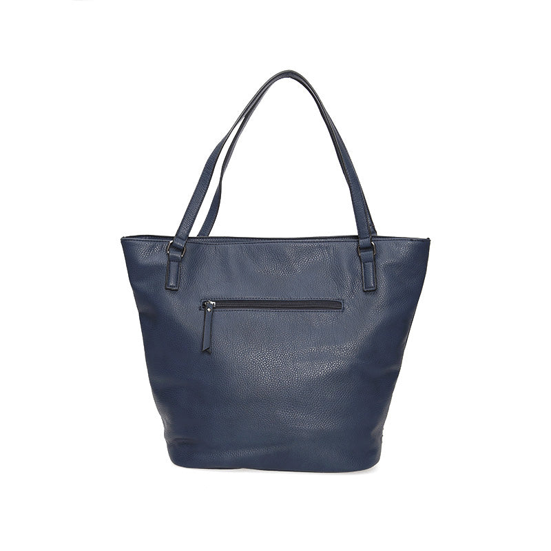Women's Navy Blue Synthetic Leather Shoulder Bag