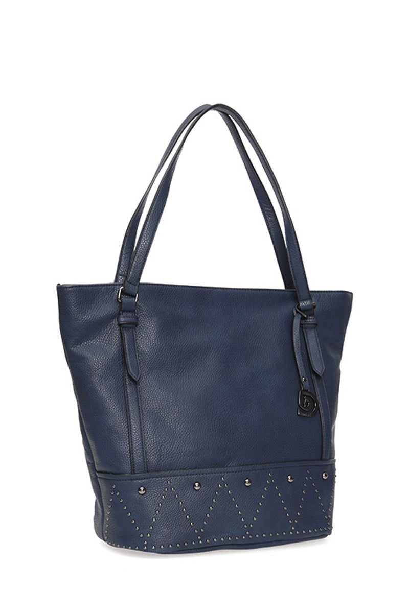 Women's Navy Blue Synthetic Leather Shoulder Bag