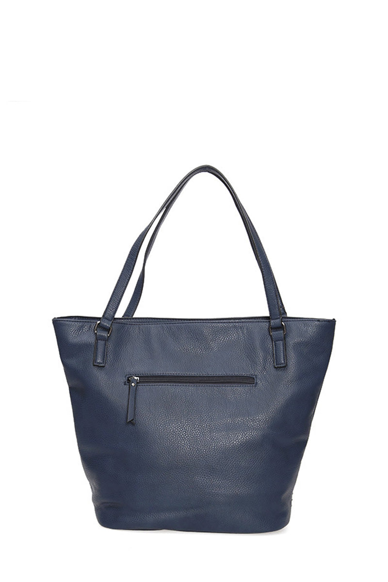 Women's Navy Blue Synthetic Leather Shoulder Bag