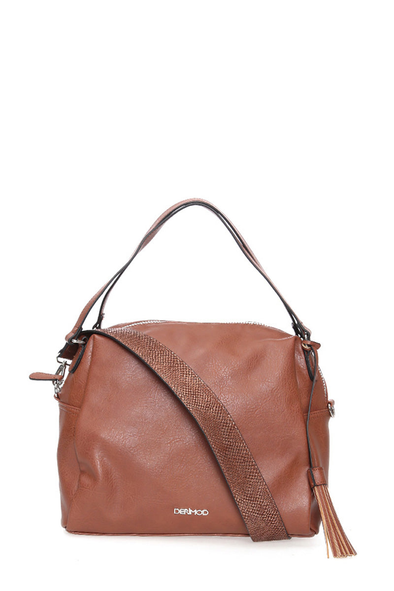 Women's Tan Synthetic Leather Shoulder Bag