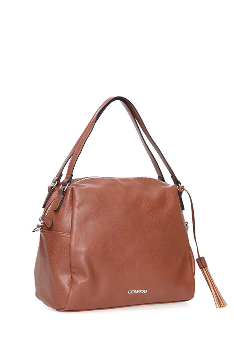 Women's Tan Synthetic Leather Shoulder Bag