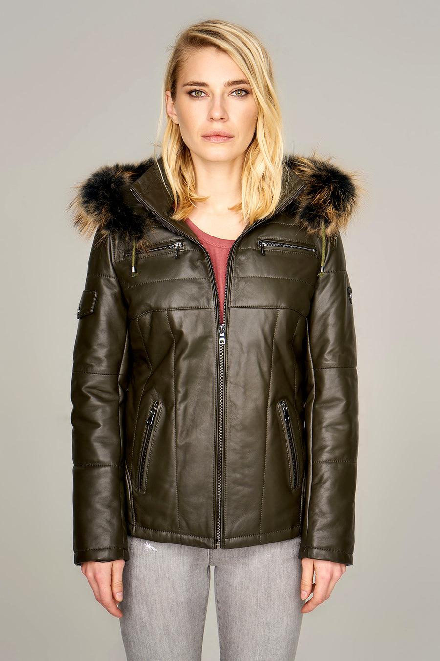 Nora Women's Leather Jacket 17WGD5398SH | Derimod