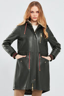 Valentina Women's Green Fur Leather Parka | Derimod