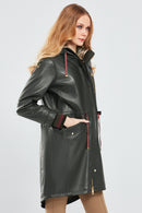 Valentina Women's Green Fur Leather Parka | Derimod