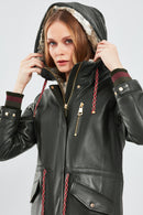 Valentina Women's Green Fur Leather Parka | Derimod