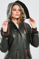 Valentina Women's Green Fur Leather Parka | Derimod