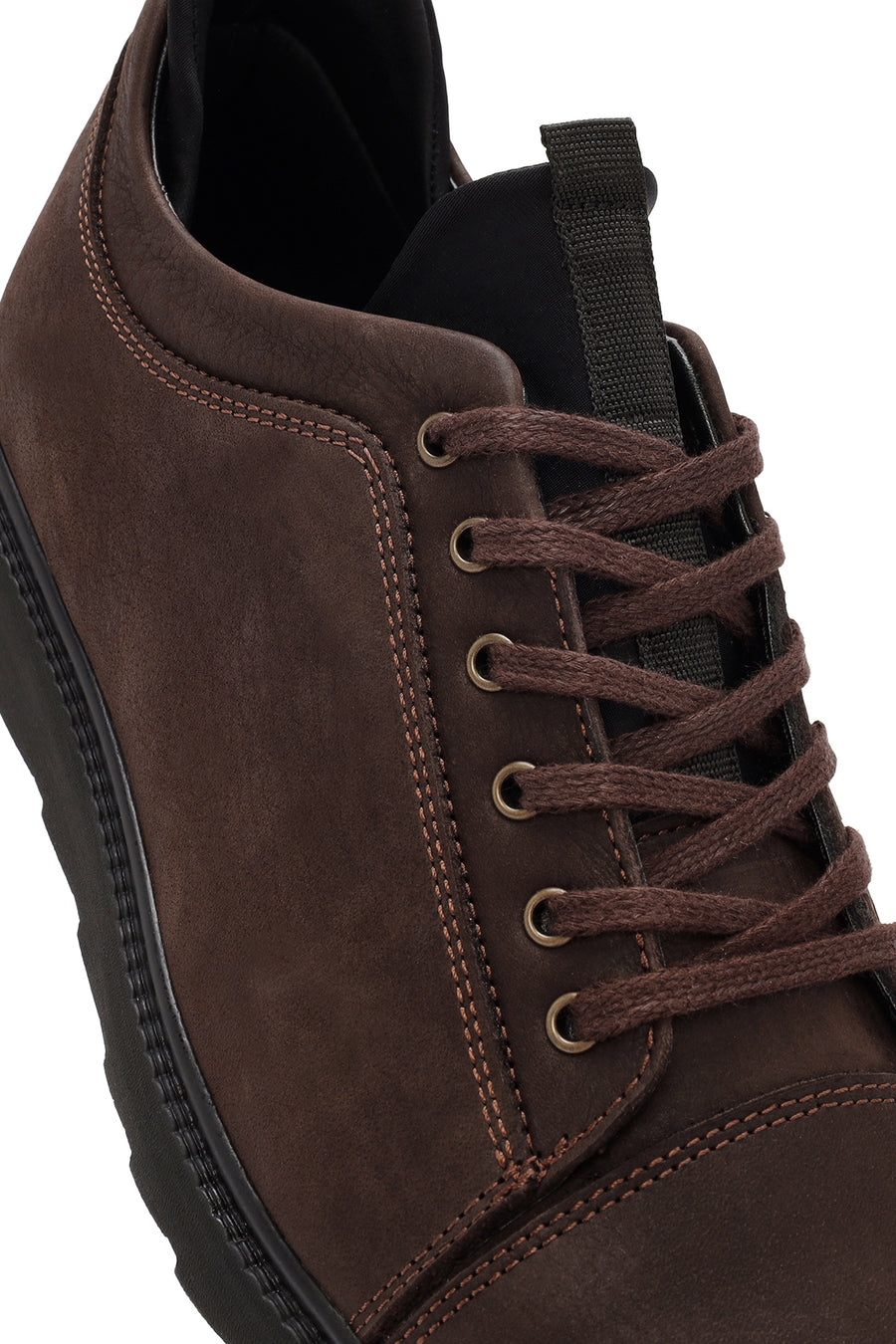 Men's Brown Lace-Up Nubuck Leather Casual Shoes