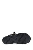 Women's Black Leather Comfort Sandals | Derimod
