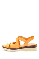 Women's Yellow Leather Comfort Sandals | Derimod