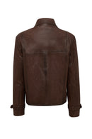 Paloma Women's Brown Double-Breasted Collar Oversize Leather Coat | Derimod