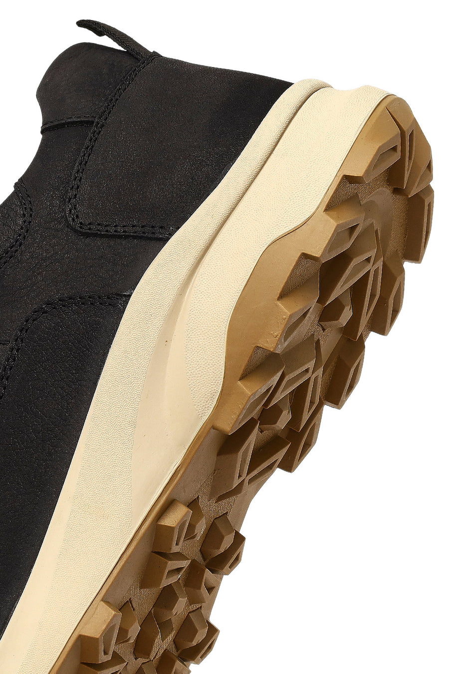 Men's Black Lace-Up Thick-Soled Nubuk Leather Casual Sneaker