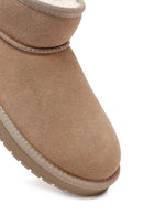 Woman Beige Fur Suede Teddy Boots | Derimod