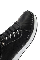 Women's Black Thick-Soled Patterned Leather Comfort Shoes | Derimod