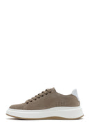 Men's Beige Lace-Up Thick-Soled Nubuck Leather Sneakers | Derimod