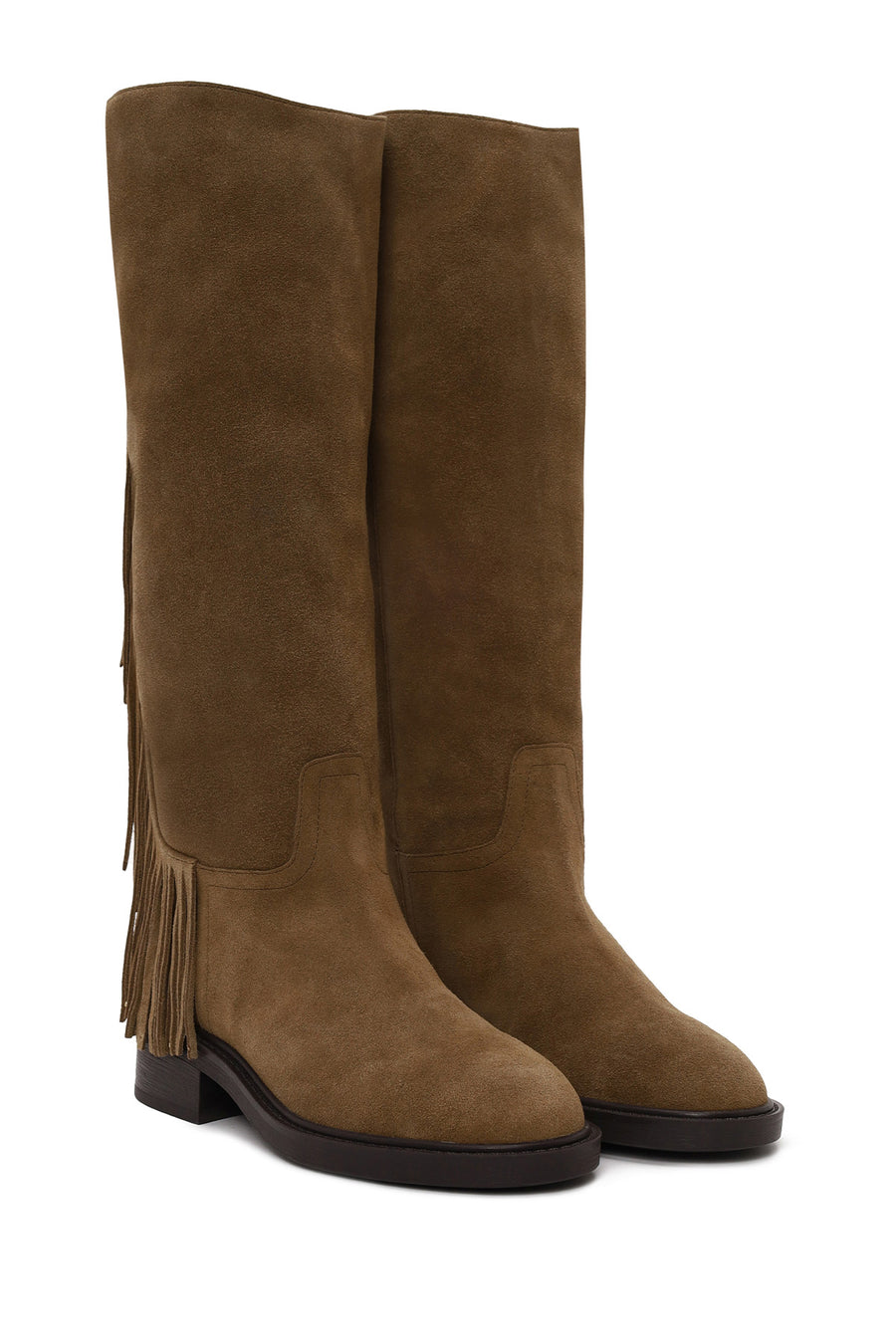 Woman Tan Tassel Suede Boot