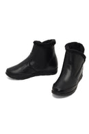 Woman Black Zip Closure Leather Comfort Boots | Derimod