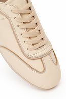 Kadın Bej Bağcıklı Deri Sneaker | Derimod