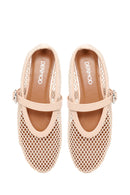 Woman Beige Mesh Ballerine flats | Derimod