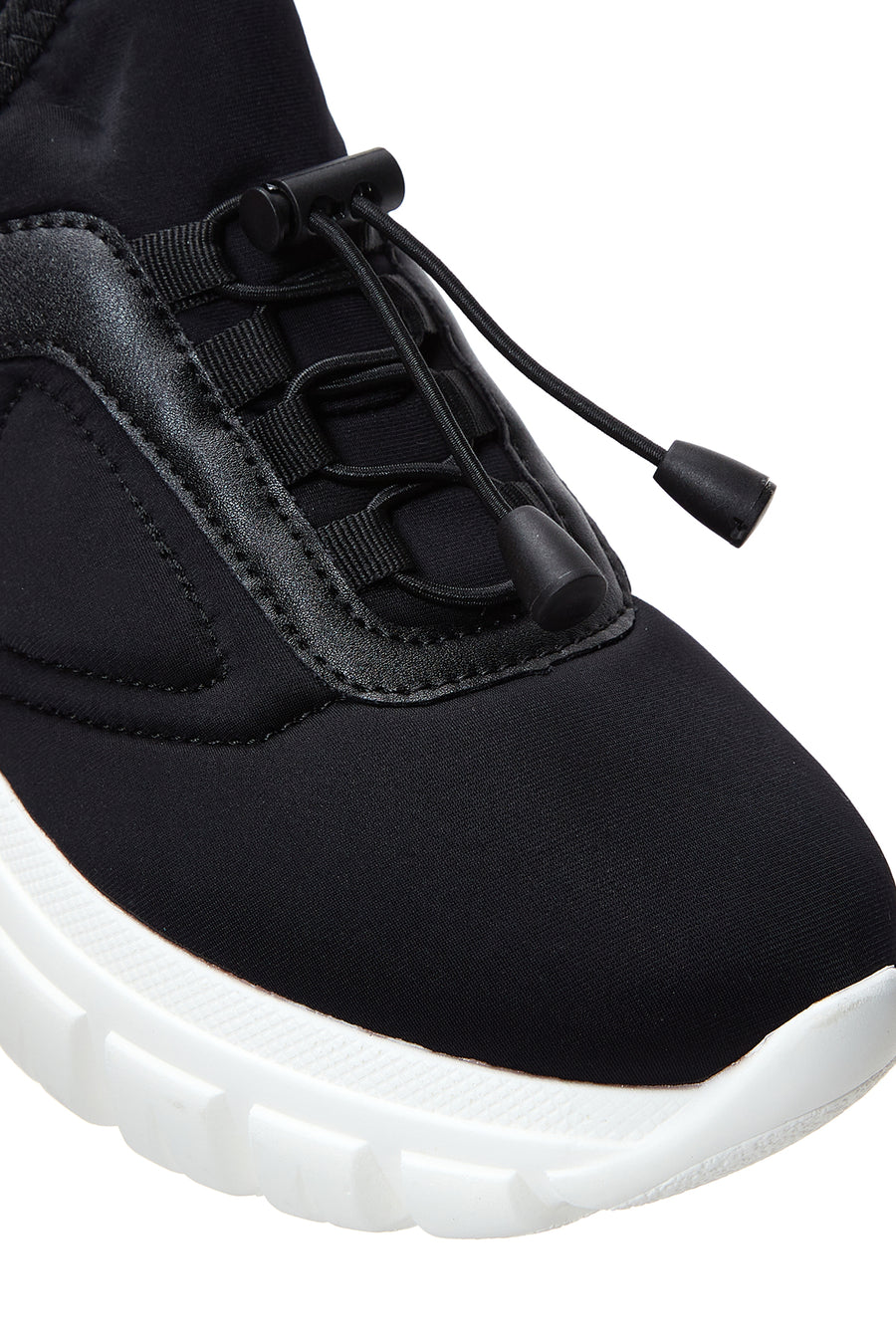 Women's Black Thick Soled Fabric Sneaker