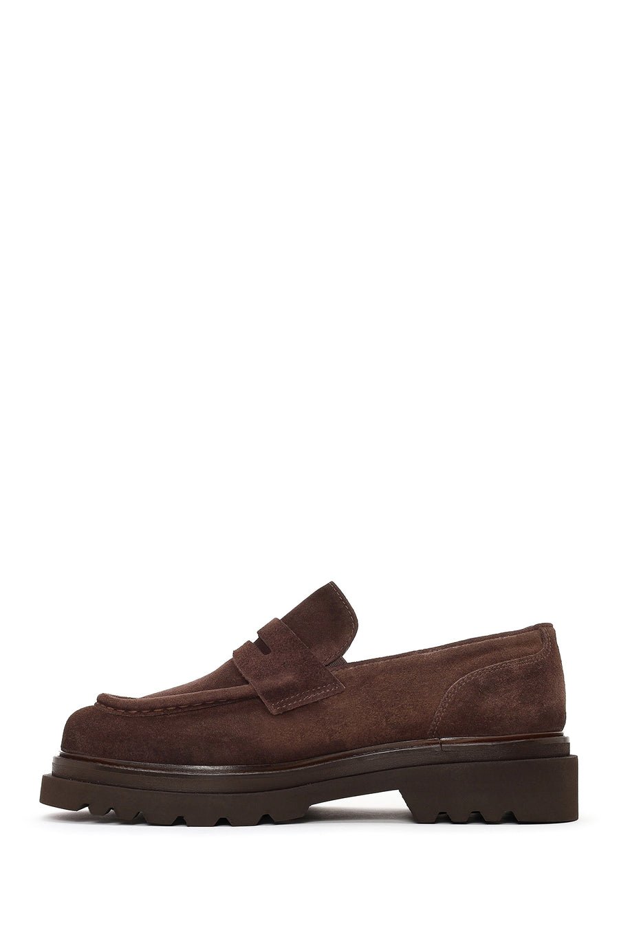 Male Brown Chunky-Soled Suede Loafers