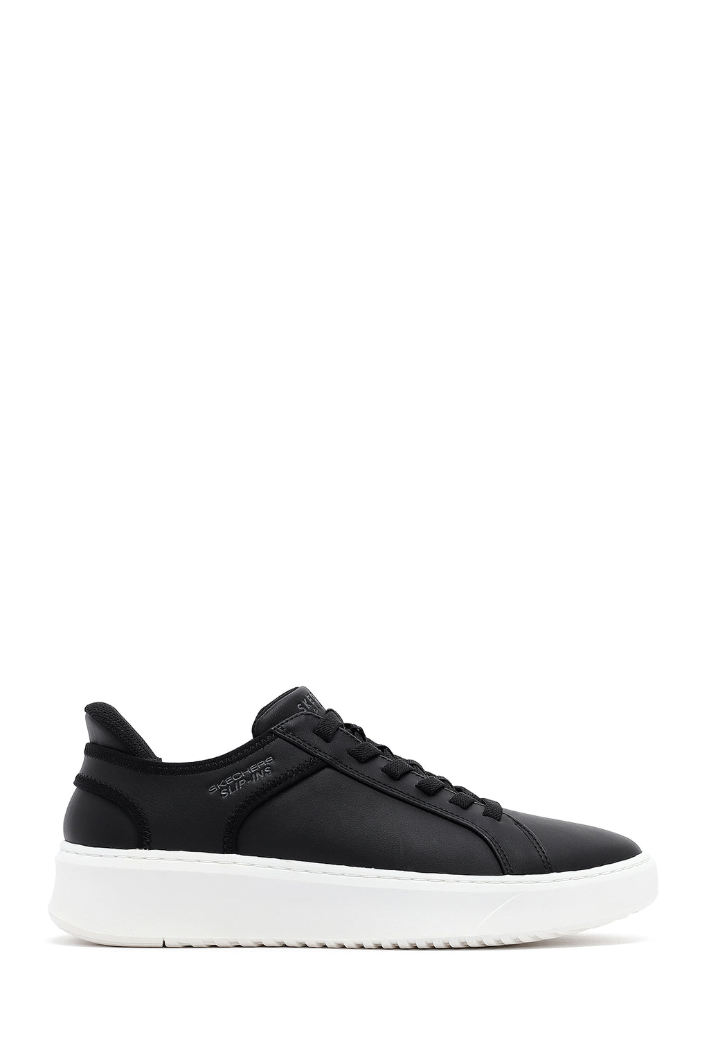 Skechers Erkek Siyah Court Break Bağcıklı Kalın Tabanlı Deri Sneaker