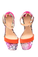 Women's Pink Leopard Heeled Sandals | Derimod
