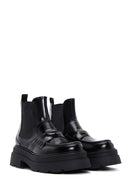 Women's Black Leather Thick Soled Chelsea Boots | Derimod