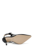 Woman Black Patent Leather Open Back High Thin Heel Leather Shoe | Derimod