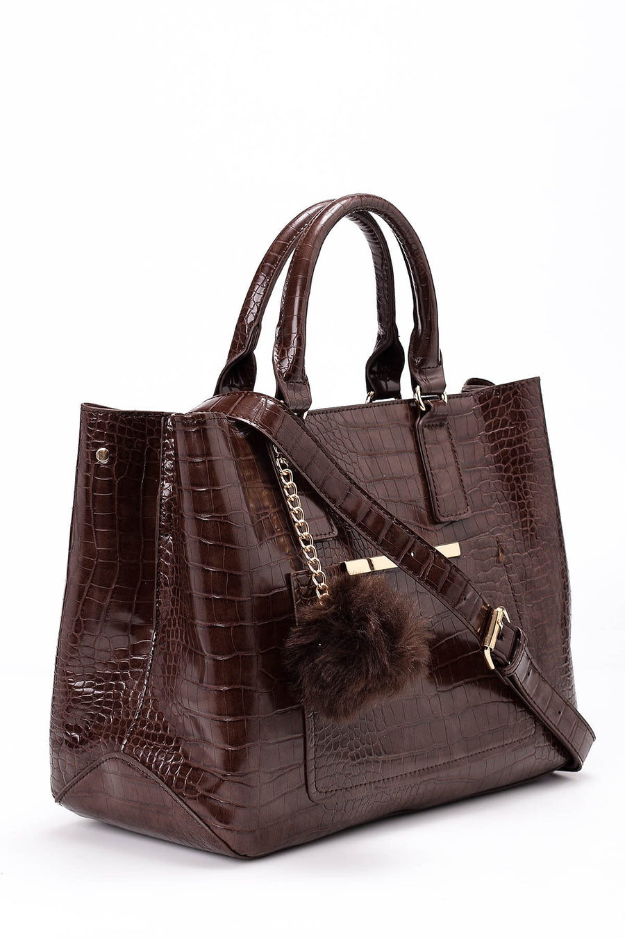 Women's Brown Synthetic Leather Shoulder Bag