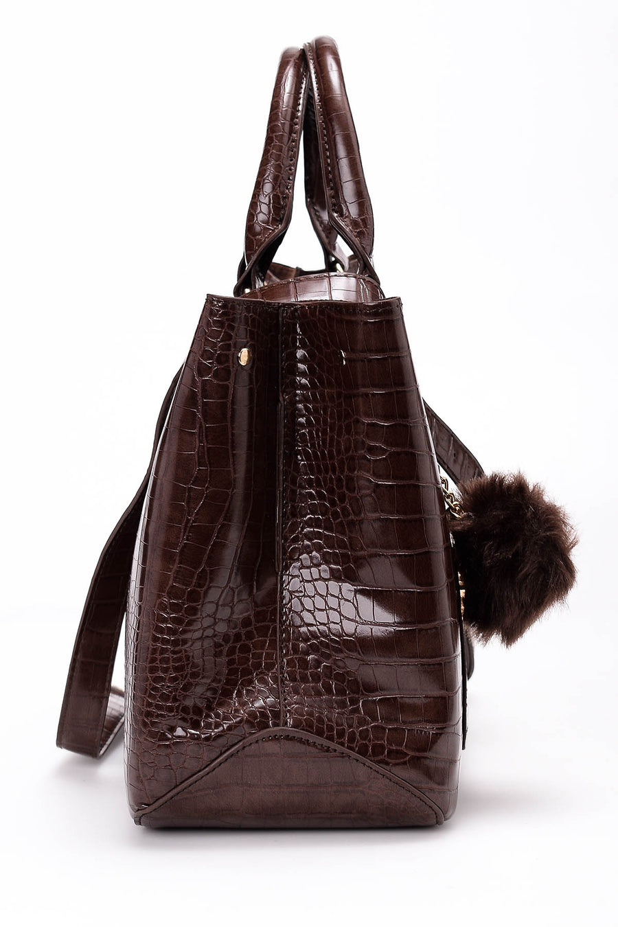 Women's Brown Synthetic Leather Shoulder Bag