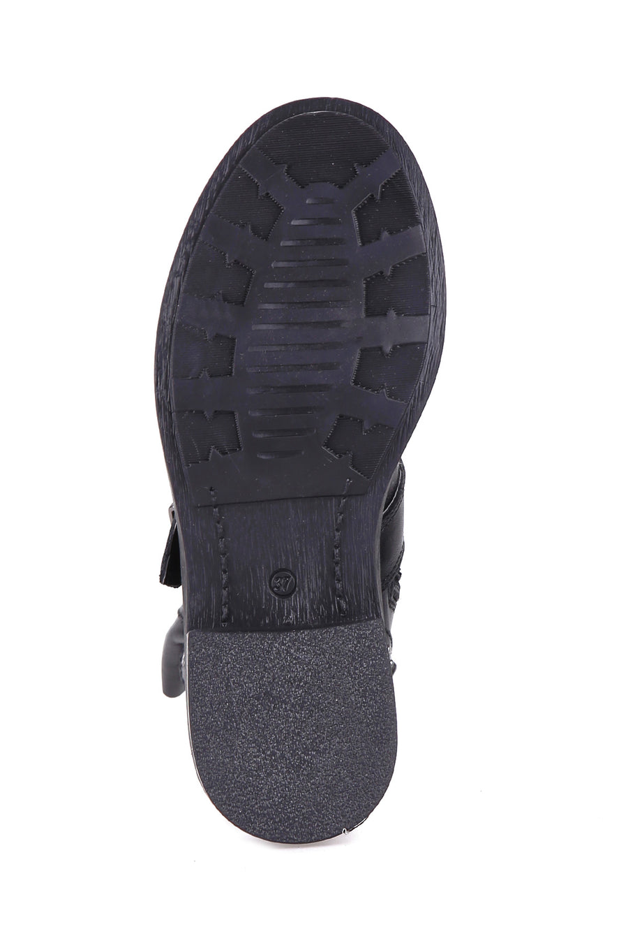Women's Leather Boots with Studs and Buckle Detail