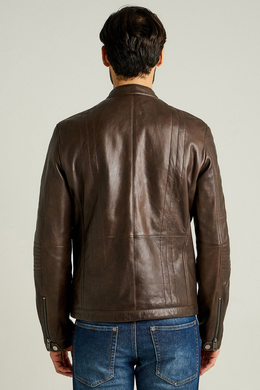 Demar Men's Brown Slim-Fit Leather Jacket
