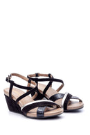 Women's Wedge Heeled Suede Sandals | Derimod
