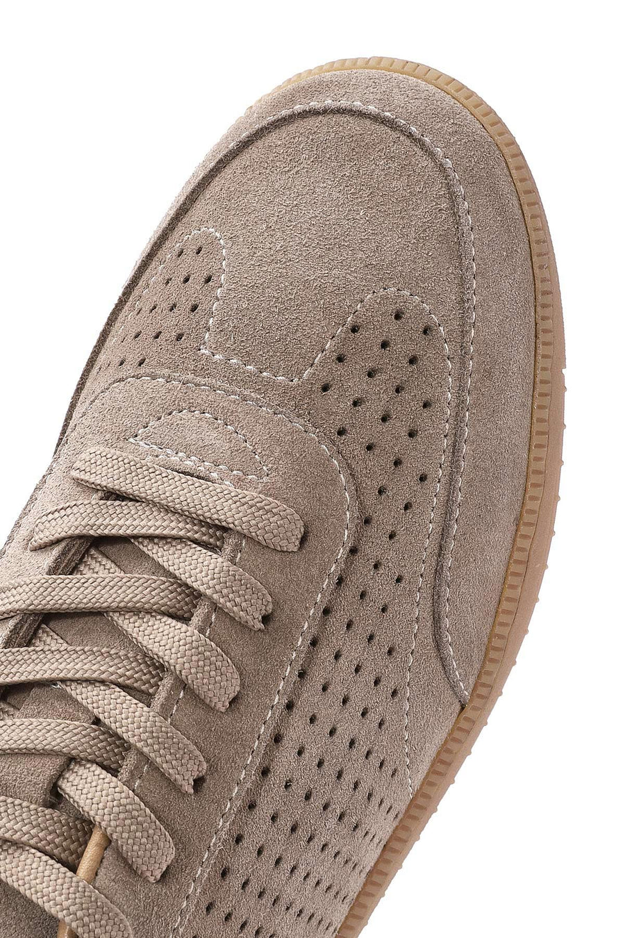 Men's Beige Lace-Up Suede Leather Sneaker