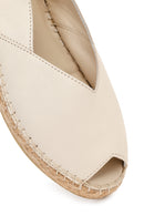 Women's Cream Thick-Soled Leather Espadrilles | Derimod