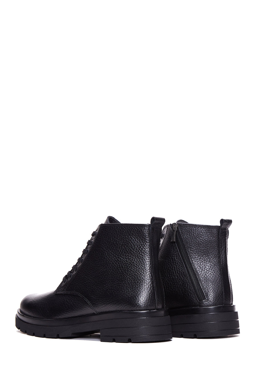 Men's Black Leather Casual Zipper Boots