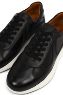 Erkek Siyah Bağcıklı Deri Casual Sneaker | Derimod