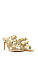 Woman Gold High Thin-Heeled Slipper | Derimod