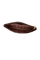 Woman Brown Suede Clutch Bag with Long Chain Strap | Derimod