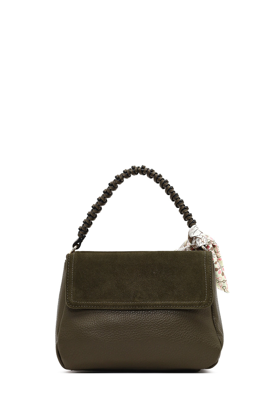 Woman Khaki Long-Strap Suede Shoulder Bag