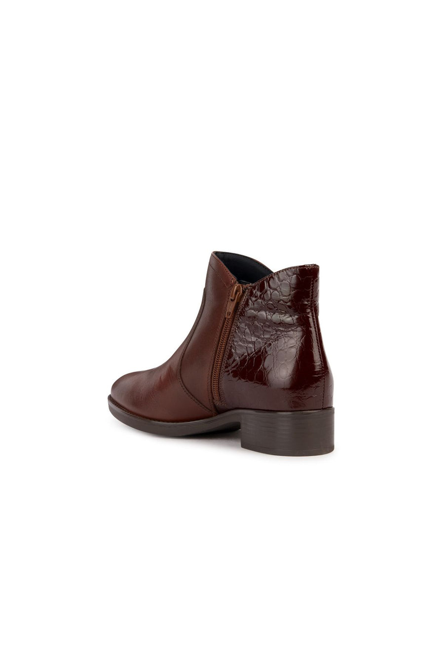 Geox Women's Brown Felicity Zippered Heeled Leather Boots