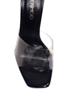 Women's Black Vinyl Heeled Slippers | Derimod