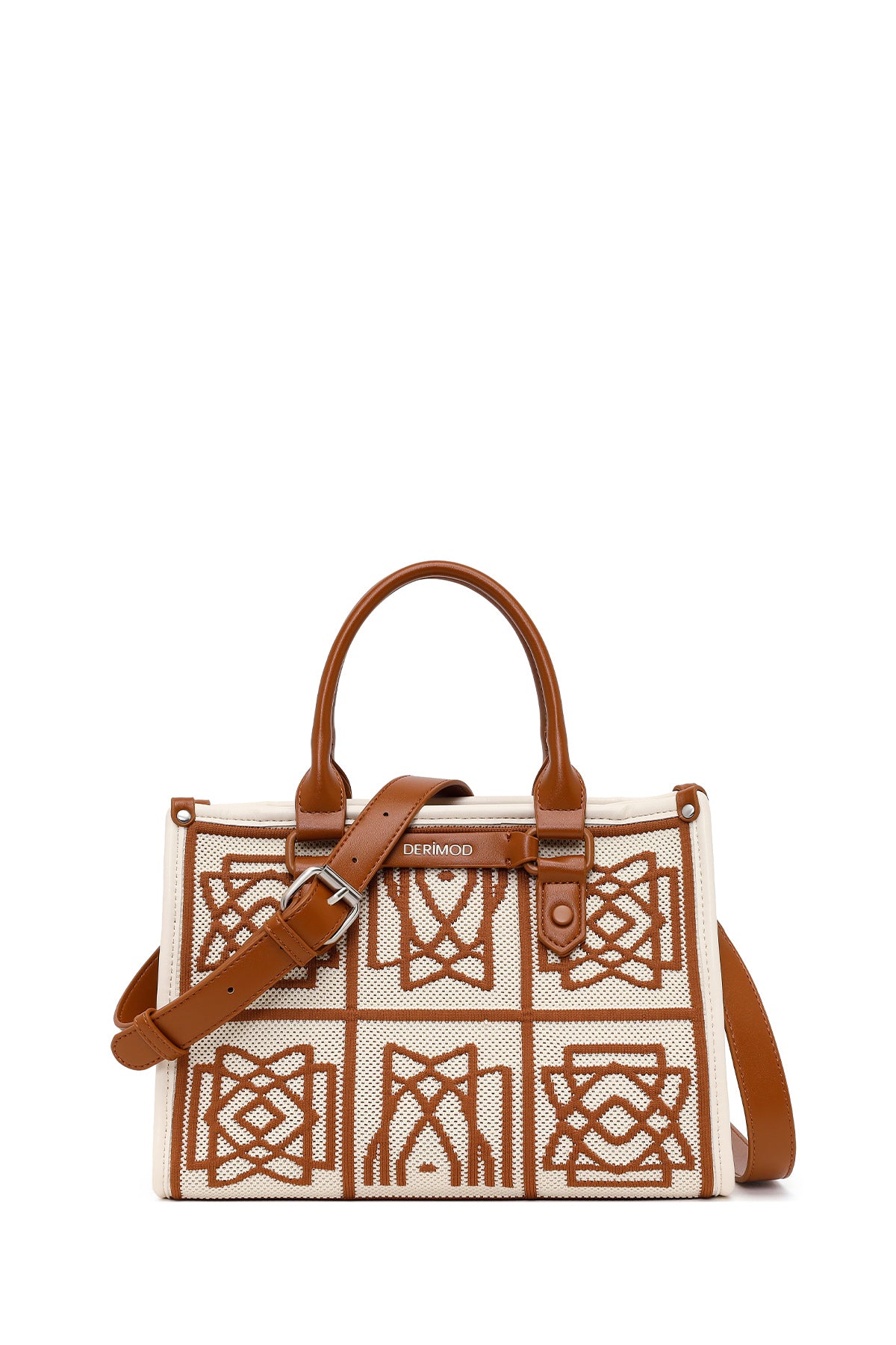 Woman Camel Long-Strap Patterned Fabric Shoulder Bag 26PBD25146F | Derimod