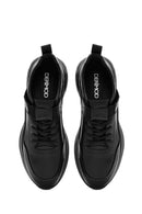 Erkek Siyah Bağcıklı Deri Casual Sneaker | Derimod