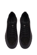 Erkek Siyah Bağcıklı Nubuk Deri Sneaker | Derimod