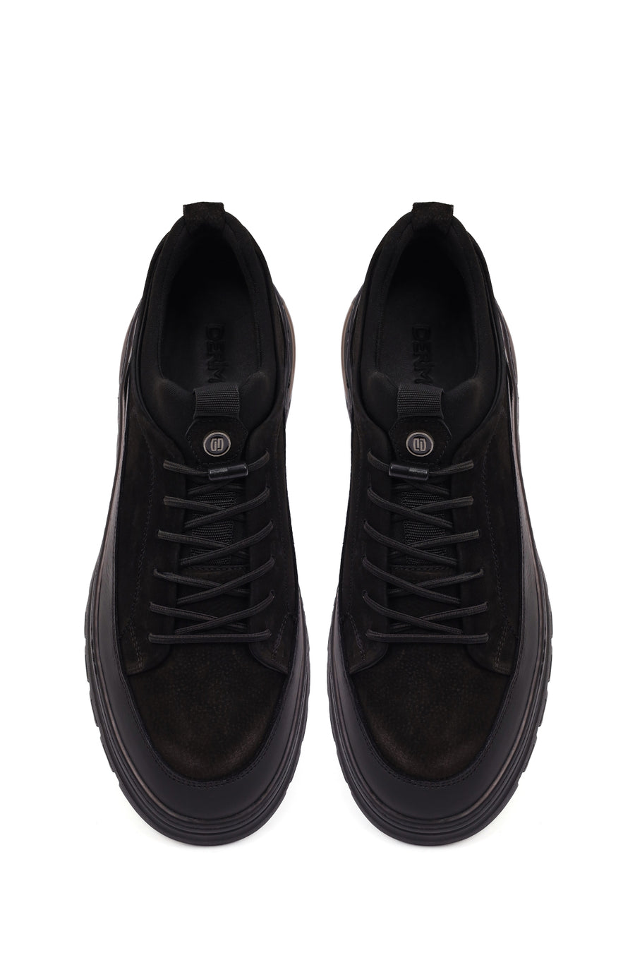 Erkek Siyah Bağcıklı Nubuk Deri Sneaker
