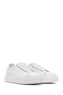 Erkek Beyaz Bağcıklı Kalın Tabanlı Deri Sneaker | Derimod