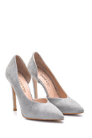 Women's Silvery Heeled Leather Shoes | Derimod