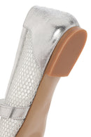 Women's Silver Mesh Strappy Ballerinas | Derimod