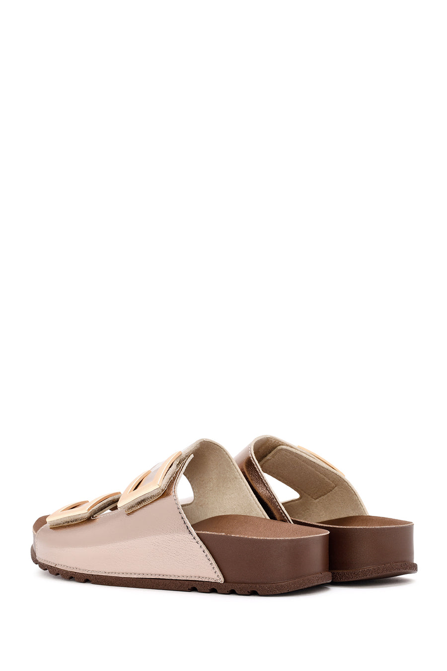 Women's Bronze Double Buckle Comfort Slippers